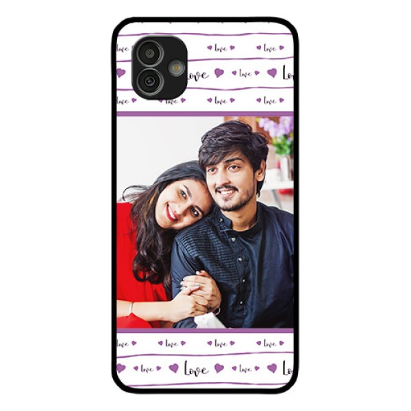 Samsung Galaxy M13 5G Custom Glass Mobile Case - Couples Heart Design Samsung Galaxy M13 5G Custom Glass Mobile Case - Couples Heart Design