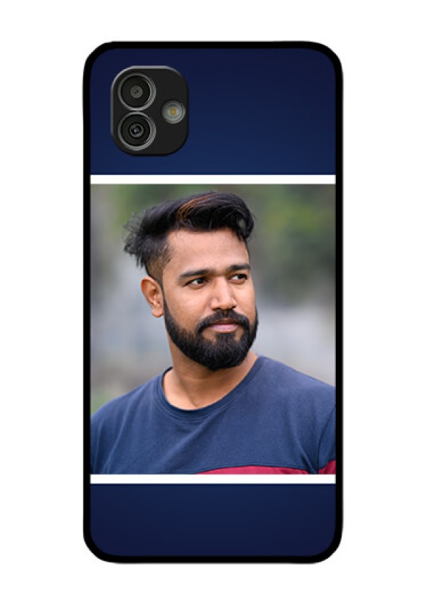Samsung Galaxy M13 5G Personalized Glass Phone Case - Simple Royal Blue Design