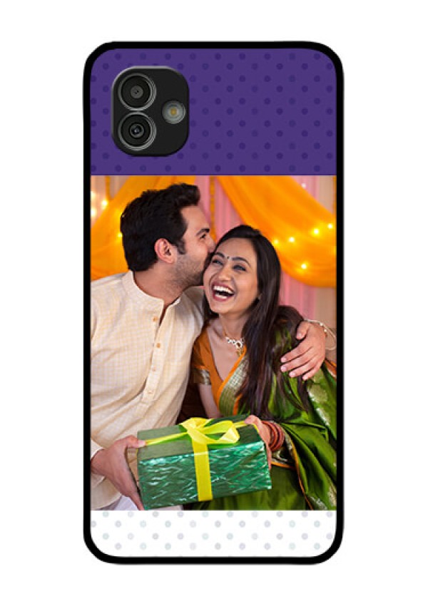 Samsung Galaxy M13 5G Personalized Glass Phone Case - Violet Pattern Design