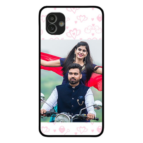 Samsung Galaxy M13 5G Custom Glass Mobile Case - Pink Flying Heart Design Samsung Galaxy M13 5G Custom Glass Mobile Case - Pink Flying Heart Design