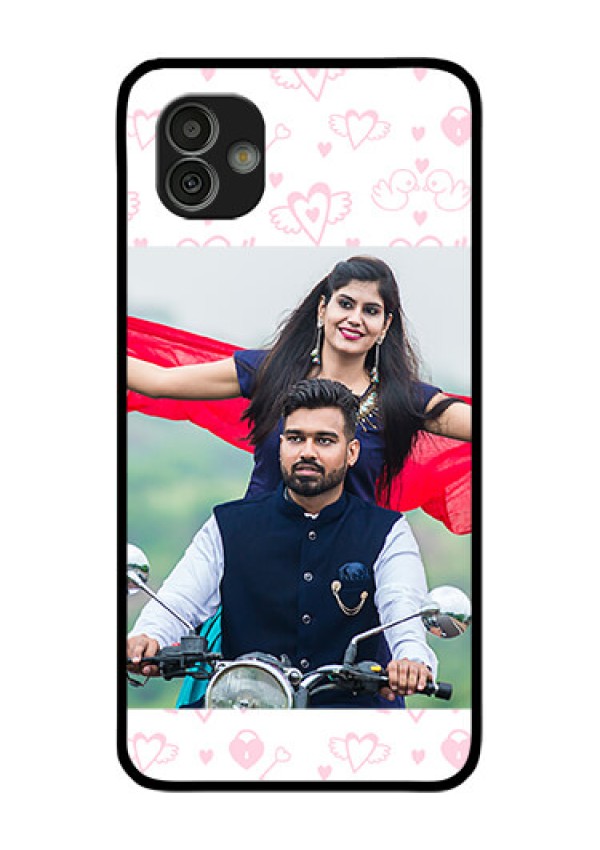 Samsung Galaxy M13 5G Custom Glass Mobile Case - Pink Flying Heart Design