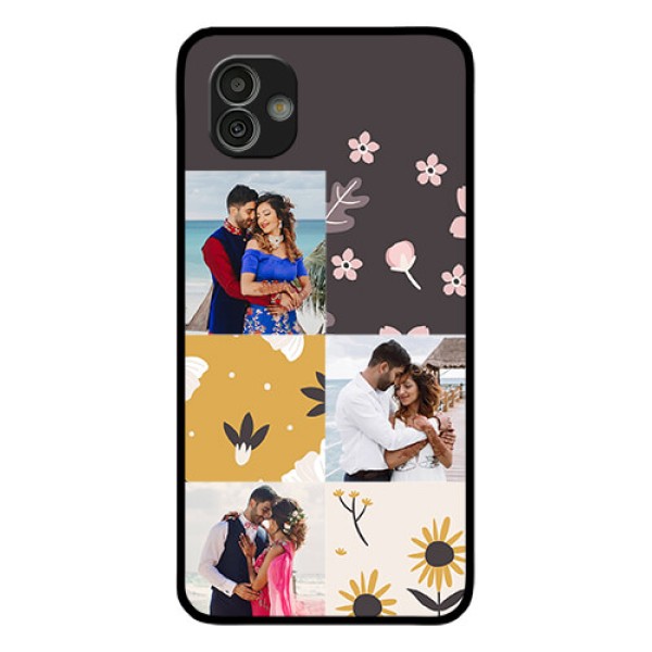 Samsung Galaxy M13 5G Photo Printing on Glass Case - 3 Images with Floral Design Samsung Galaxy M13 5G Photo Printing on Glass Case - 3 Images with Floral Design