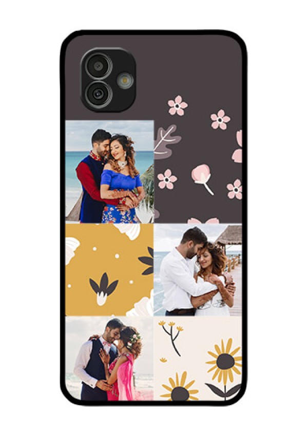 Samsung Galaxy M13 5G Photo Printing on Glass Case - 3 Images with Floral Design