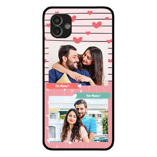 Samsung Galaxy M13 5G Custom Glass Mobile Case - Photo with Heart Design Samsung Galaxy M13 5G Custom Glass Mobile Case - Photo with Heart Design