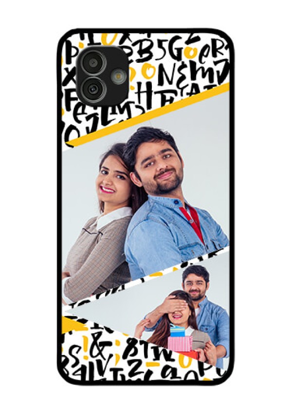 Samsung Galaxy M13 5G Custom Glass Mobile Case - Letters Pattern Design