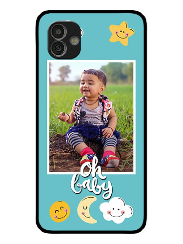 Custom Samsung Galaxy M13 5G Personalized Glass Phone Case - Smiley Kids Stars Design