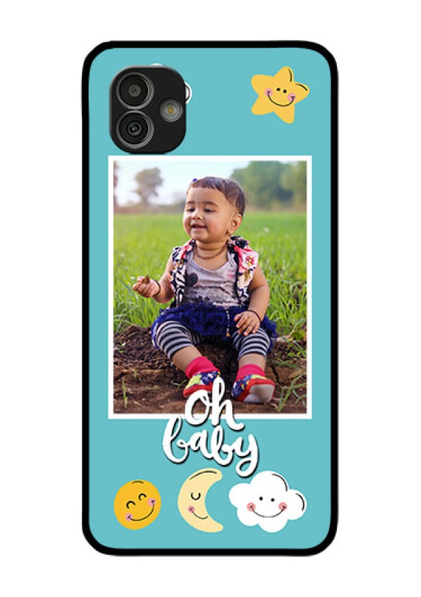 Samsung Galaxy M13 5G Personalized Glass Phone Case - Smiley Kids Stars Design