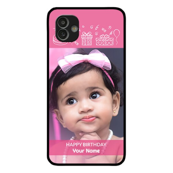 Samsung Galaxy M13 5G Photo Printing on Glass Case - with Birthday Line Art Design Samsung Galaxy M13 5G Photo Printing on Glass Case - with Birthday Line Art Design