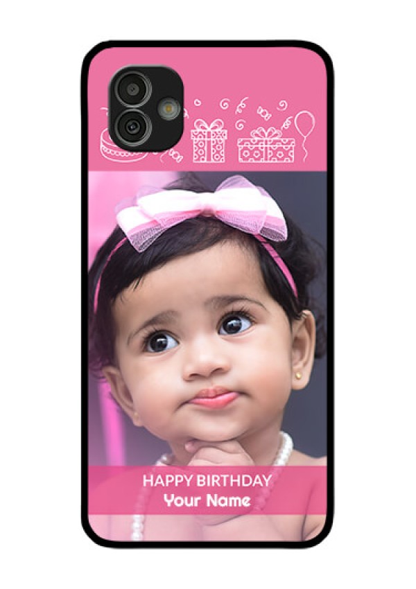 Samsung Galaxy M13 5G Photo Printing on Glass Case - with Birthday Line Art Design