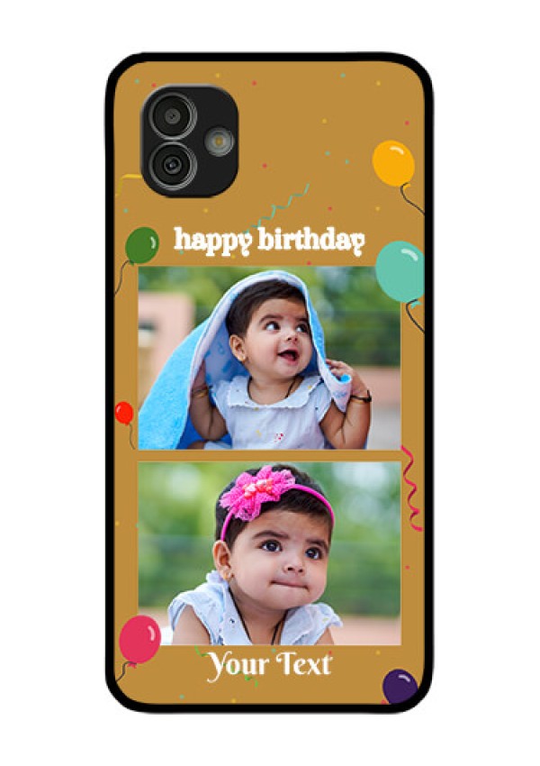 Samsung Galaxy M13 5G Personalized Glass Phone Case - Image Holder with Birthday Celebrations Design