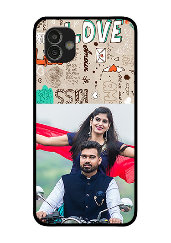Samsung Galaxy M13 5G Custom Glass Phone Case - Love Doodle Pattern