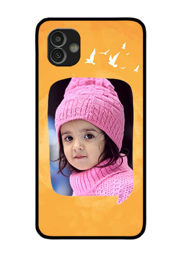 Samsung Galaxy M13 5G Personalized Glass Phone Case - Water Color Design with Bird Icons