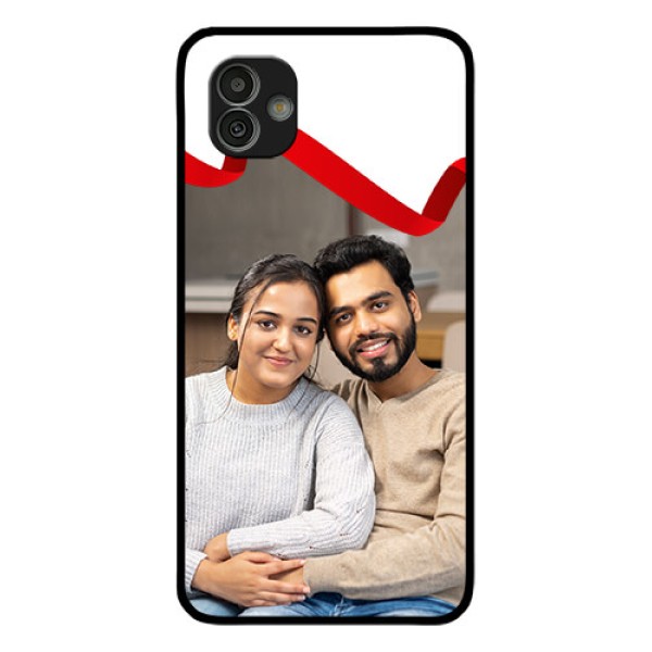 Samsung Galaxy M13 5G Photo Printing on Glass Case - Red Ribbon Frame Design