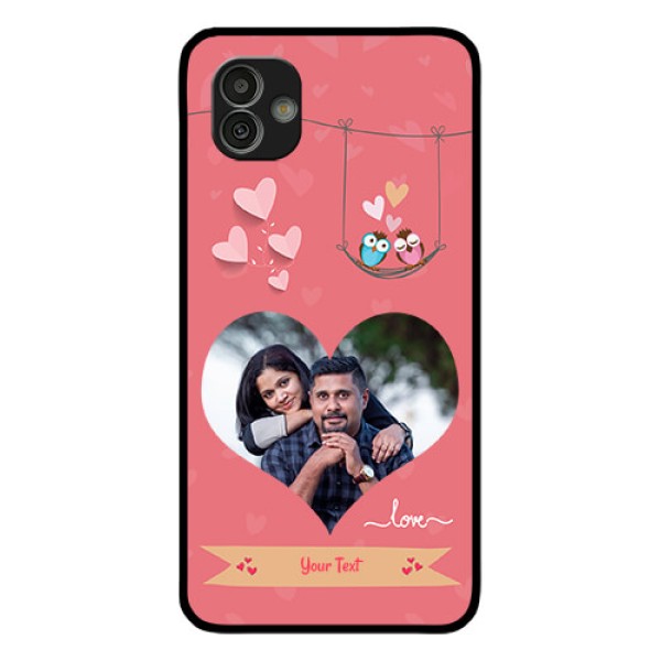 Samsung Galaxy M13 5G Personalized Glass Phone Case - Peach Color Love Design Samsung Galaxy M13 5G Personalized Glass Phone Case - Peach Color Love Design