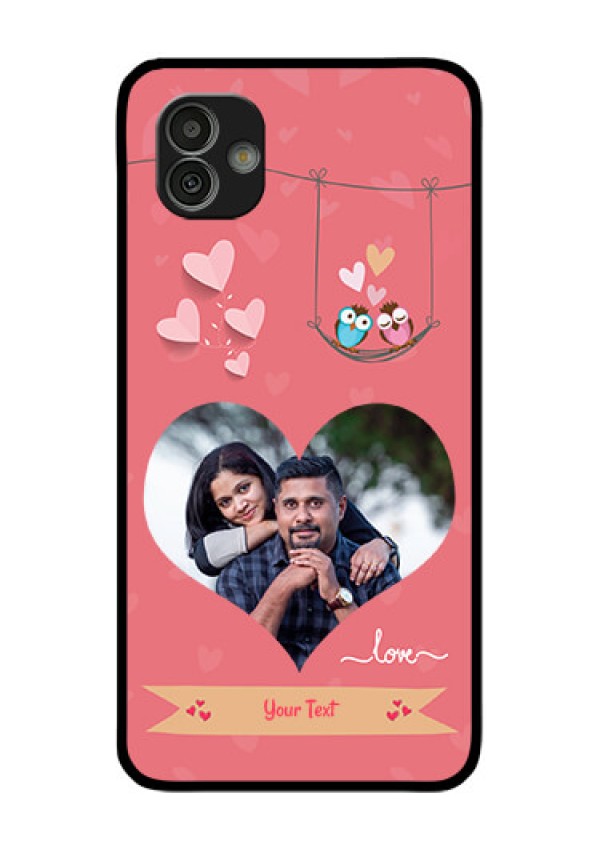 Samsung Galaxy M13 5G Personalized Glass Phone Case - Peach Color Love Design
