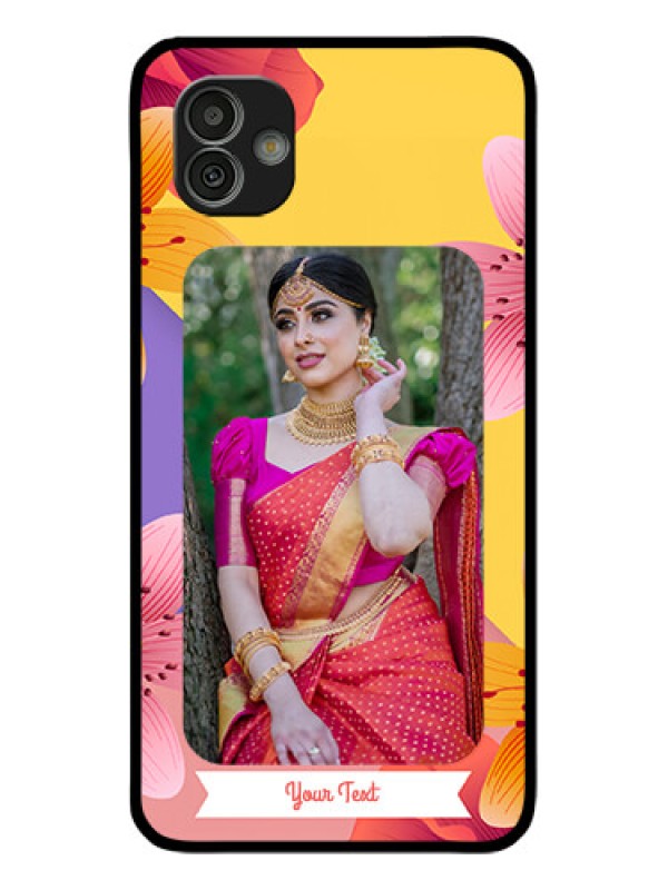 Custom Samsung Galaxy M13 5G Custom Glass Mobile Case - 3 Image With Vintage Floral Design