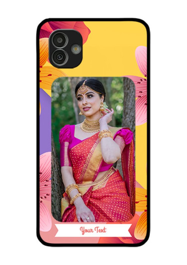 Samsung Galaxy M13 5G Custom Glass Mobile Case - 3 Image With Vintage Floral Design