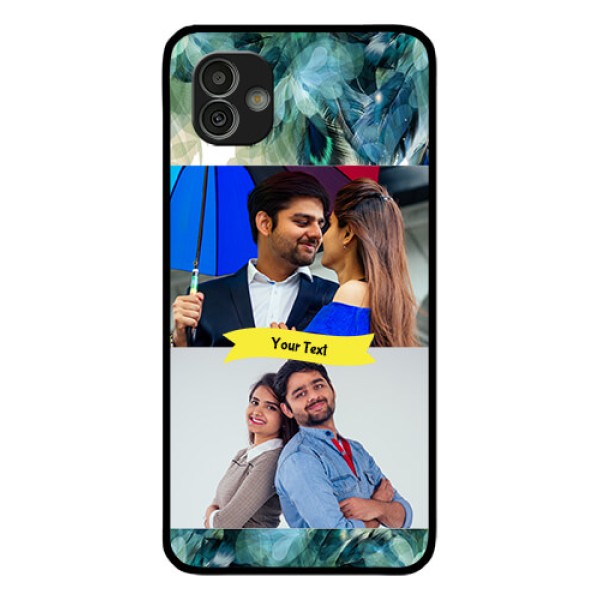 Samsung Galaxy M13 5G Personalized Glass Phone Case - Image with Boho Peacock Feather Design Samsung Galaxy M13 5G Personalized Glass Phone Case - Image with Boho Peacock Feather Design