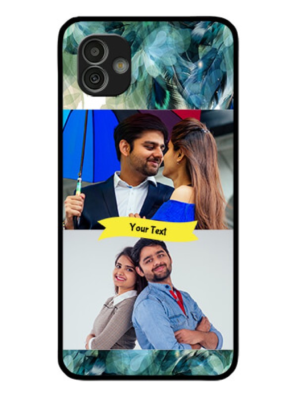 Custom Samsung Galaxy M13 5G Personalized Glass Phone Case - Image with Boho Peacock Feather Design