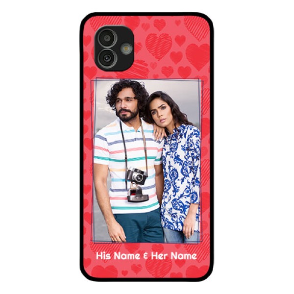 Samsung Galaxy M13 5G Photo Printing on Glass Case - with Red Heart Symbols Design Samsung Galaxy M13 5G Photo Printing on Glass Case - with Red Heart Symbols Design