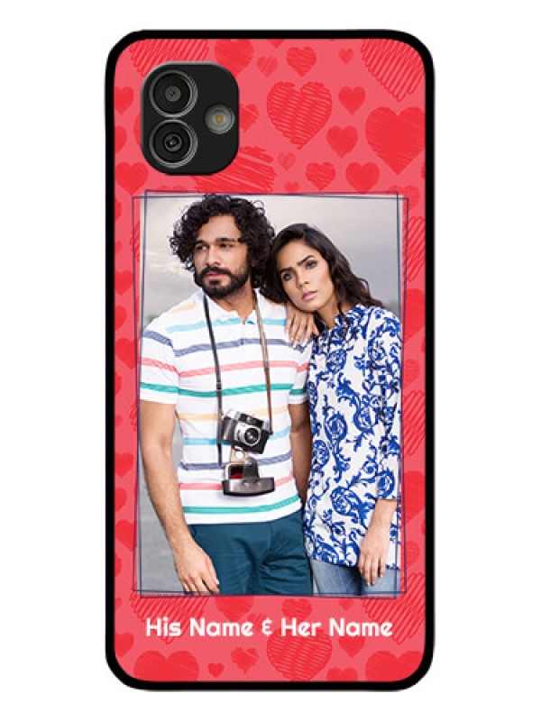 Custom Samsung Galaxy M13 5G Photo Printing on Glass Case - with Red Heart Symbols Design