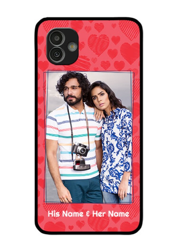 Samsung Galaxy M13 5G Photo Printing on Glass Case - with Red Heart Symbols Design