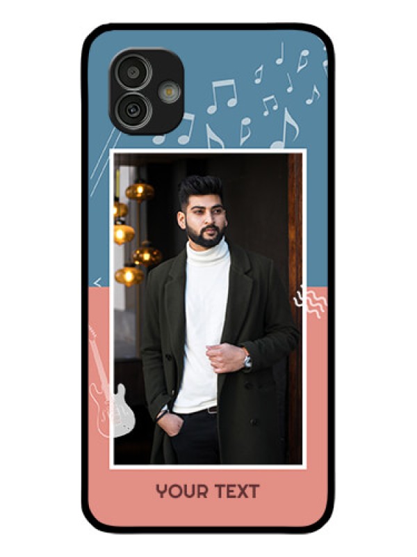 Custom Samsung Galaxy M13 5G Photo Printing on Glass Case - with Color Musical Note Design