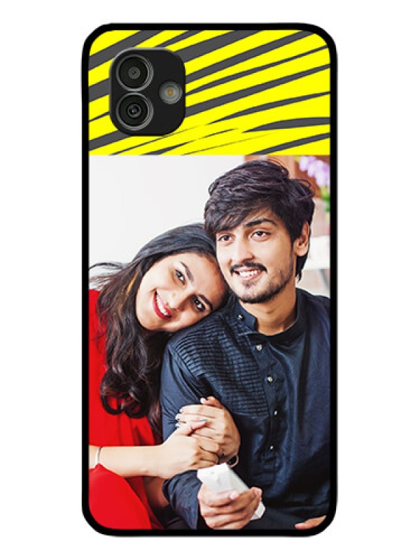 Custom Samsung Galaxy M13 5G Photo Printing on Glass Case - Yellow Abstract Design