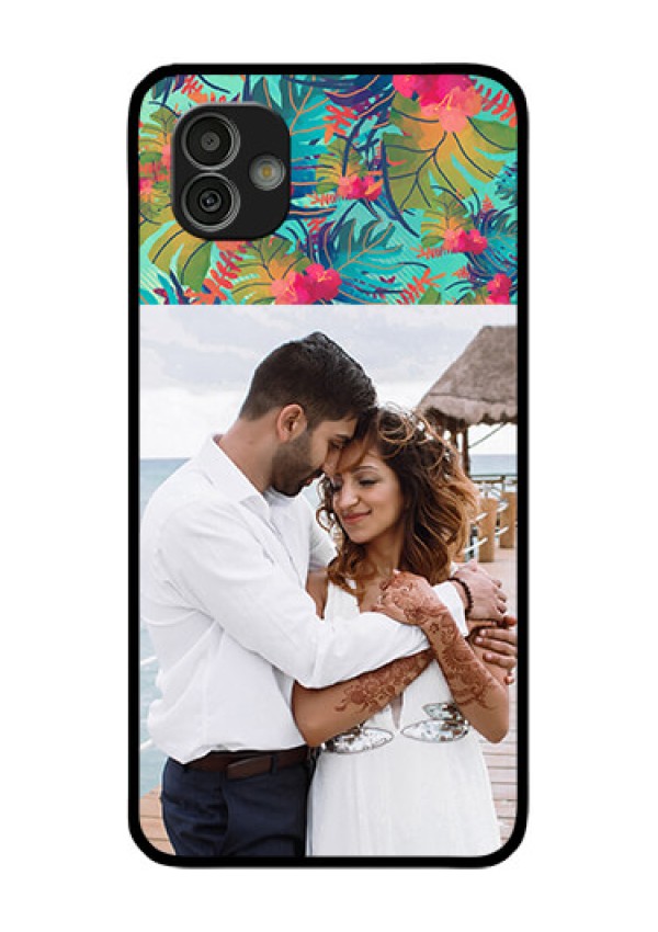 Samsung Galaxy M13 5G Photo Printing on Glass Case - Watercolor Floral Design