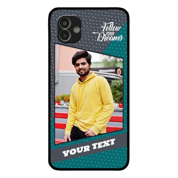 Samsung Galaxy M13 5G Personalized Glass Phone Case - Background Pattern Design with Quote Samsung Galaxy M13 5G Personalized Glass Phone Case - Background Pattern Design with Quote