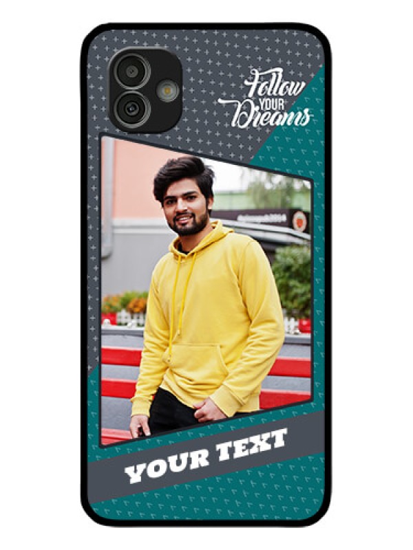 Custom Samsung Galaxy M13 5G Personalized Glass Phone Case - Background Pattern Design with Quote