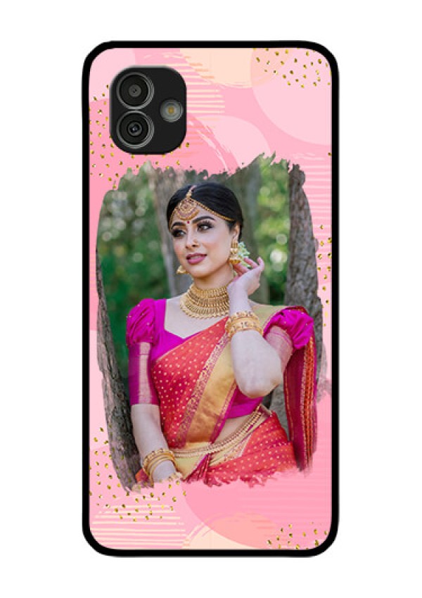 Samsung Galaxy M13 5G Personalized Glass Phone Case - Gold Glitter Splash Design