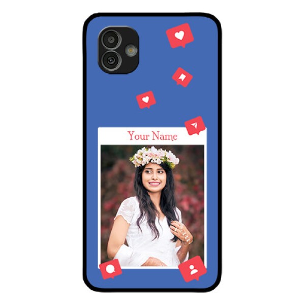 Galaxy M13 5G Custom Glass Phone Case - Like Share And Comment Design