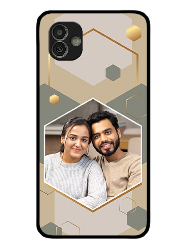 Custom Galaxy M13 5G Photo Printing on Glass Case - Stylish Hexagon Pattern Design