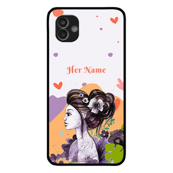 Galaxy M13 5G Personalized Glass Phone Case - Woman And Nature Design