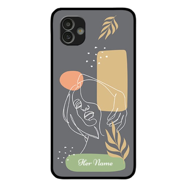 Galaxy M13 5G Custom Glass Phone Case - Gazing Woman line art Design