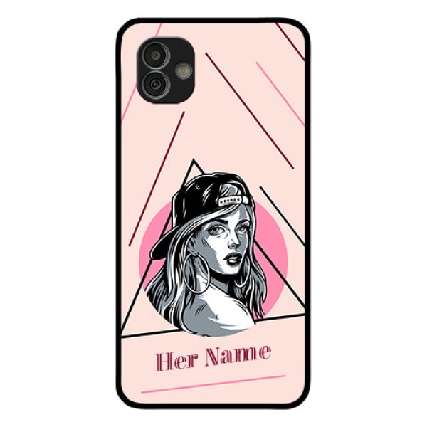 Galaxy M13 5G Personalized Glass Phone Case - Rockstar Girl Design
