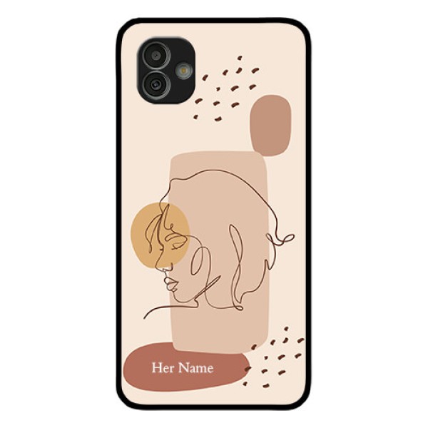 Galaxy M13 5G Photo Printing on Glass Case - Calm Woman line art Design Galaxy M13 5G Photo Printing on Glass Case - Calm Woman line art Design