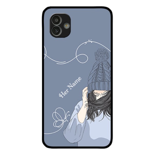 Galaxy M13 5G Custom Glass Mobile Case - Girl in winter outfit Design
