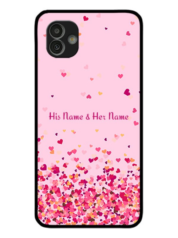 Custom Galaxy M13 5G Photo Printing on Glass Case - Floating Hearts Design