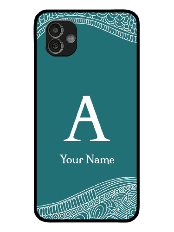 Custom Galaxy M13 5G Personalized Glass Phone Case - line art pattern with custom name Design
