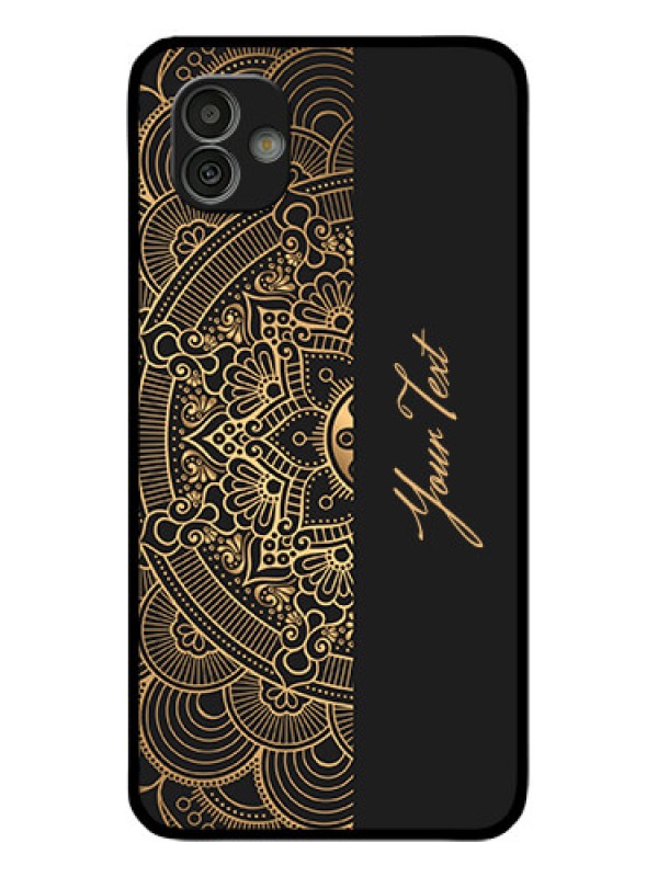 Custom Galaxy M13 5G Photo Printing on Glass Case - Mandala art with custom text Design