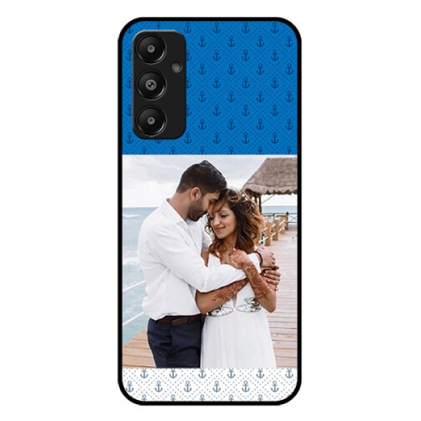 Galaxy M14 4G Custom Glass Phone Case - Blue Anchors Design