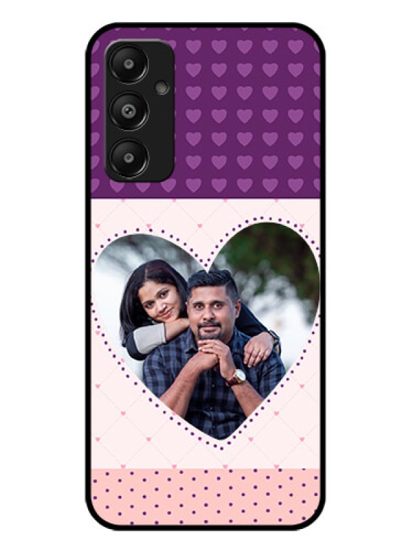 Custom Galaxy M14 4G Custom Glass Phone Case - Violet Love Dots Design