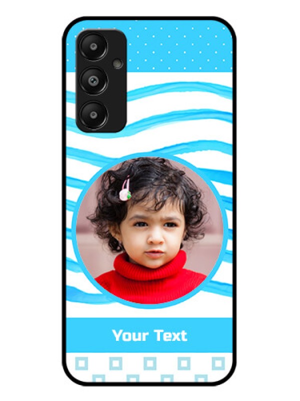 Custom Galaxy M14 4G Custom Glass Phone Case - Simple Blue Case Design
