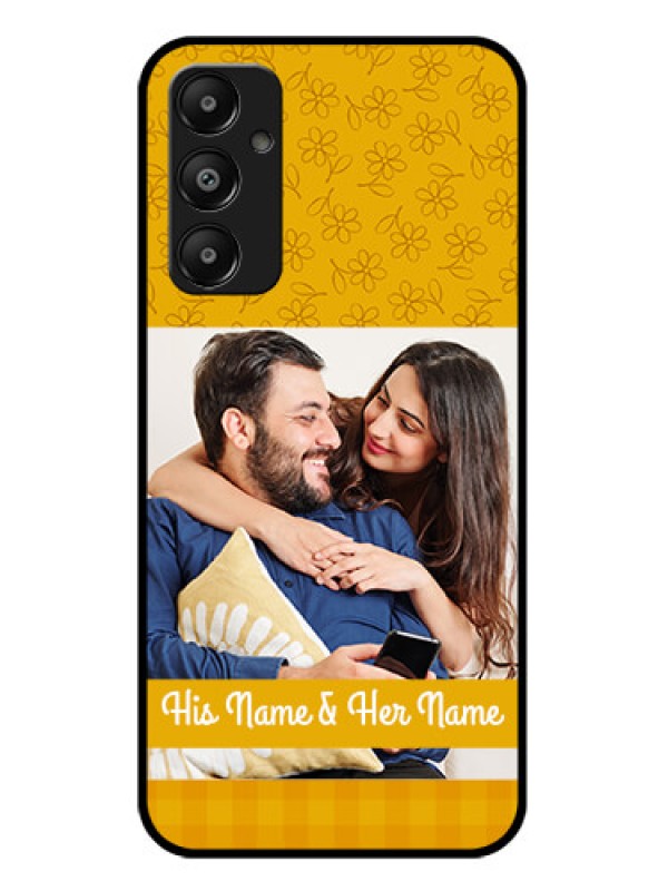 Custom Galaxy M14 4G Custom Glass Phone Case - Yellow Floral Design