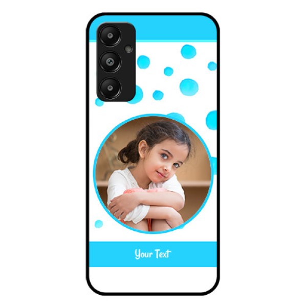 Galaxy M14 4G Custom Glass Phone Case - Blue Bubbles Pattern Design Galaxy M14 4G Custom Glass Phone Case - Blue Bubbles Pattern Design