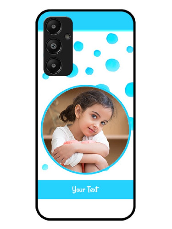 Custom Galaxy M14 4G Custom Glass Phone Case - Blue Bubbles Pattern Design