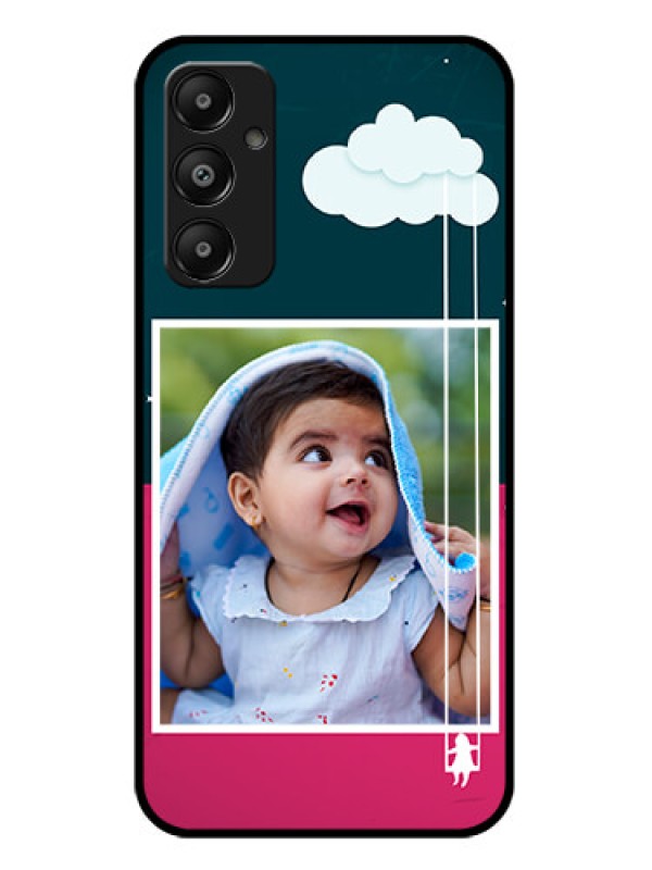 Custom Galaxy M14 4G Custom Glass Phone Case - Cute Girl With Cloud Design