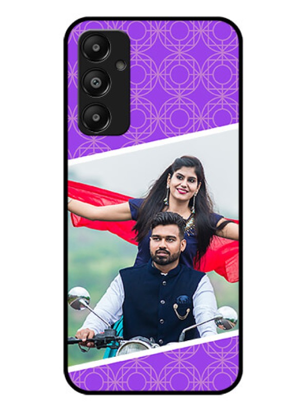Custom Galaxy M14 4G Custom Glass Phone Case - Violet Color Pattern Design